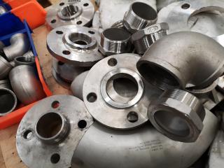 Pallet of Assorted Stainless Steel Pipe Fittings, Rings, & More