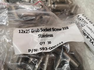 159x 12x25mm Grub Socket Screws, 316 Stainless Steel Grade