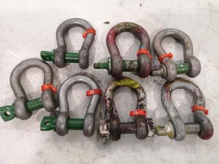 7x Assorted Lifting Bow Shackles, 4.75T & 6.5T Capacities