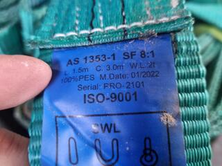 28x Lifting Straps / Slings, 2-Ton Capacity