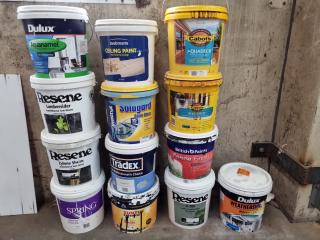 13x 10L Buckets of Assorted Paints & Stains