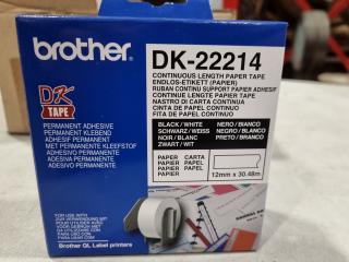 6x Brother P-Touch DK Printer Paper Tape Rolls DK-22214, New