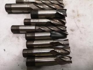 19x Assorted Finish, Rounded Edge, & Square End Mill Bits, Imperial Sizes