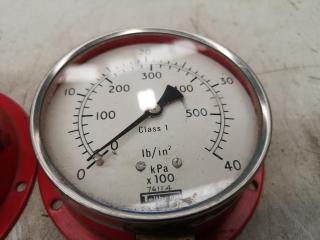 3x Assorted Industrial Pressure Gauges