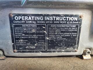Titan Wire Rope Winch, 3200kg Capacity
