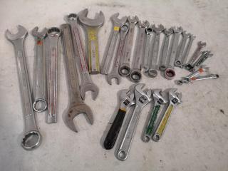 25x Assorted Combination & Adjustable Wrenches