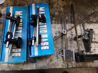 Assorted Magnetic Bases, Stands, Attachments for Dial Gauges