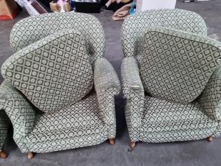 Vintage 3-Piece Lounge Sofa & Chairs Set