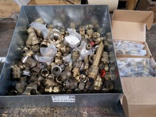 Assorted Lot of Brass Plumbing Fittings, Couplings & More