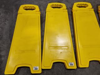 5x Blank Yellow Safety Floor Stands