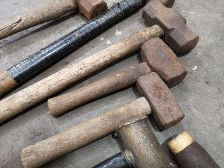8x Assorted Vintage Steel & Brass Sledge Hammers / Mallets