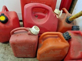 8x Assorted Red Plastic Petrol Containers