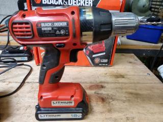 Black & Decker 18V Cordless Drill Driver w/ Charger & 2x Batteries