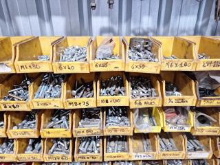 Large Rack of Maxi Bins Full of Nuts/Bolts/Fastening Equipment