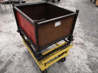 Industrial Mobile Bin Trolley w/1x Steel Material Storage Bin