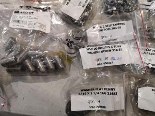 Stainless Steel Bolts, Nuts, Screws, Washers, Assorted Bulk Lot