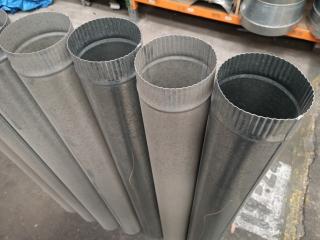 7x Galvanised Steel Duct Flues, 125x1200mm Size