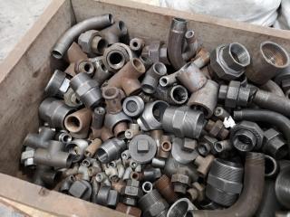 Assorted Lot of Threaded Pipe Fittings, Couplers, Elbows & More