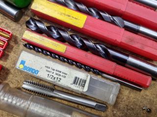 40+ Assorted End Mills, Taps, Drills, & More