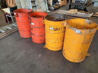4 x ~320L Industrial Steel Scrap Drums