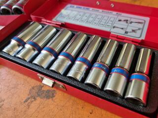 3x King Tony Deep Socket Sets, 1/4", 3/8" & 1/2" Drive