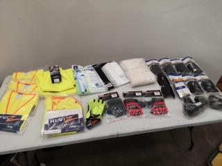 Assorted Workshop Safety Gear, Hi Viis, Gloves, Overalls, Goggles & More