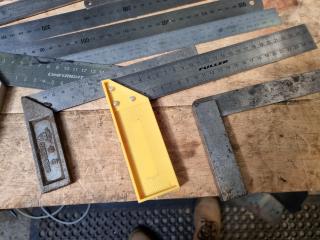 Assorted Engineers Steel Set Squares & Rulers