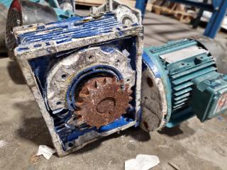 3x Electric Induction Motors w/ Worm Gearboxes