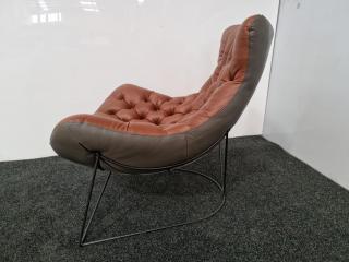 Sessel Style Curved Lounge Chair - Leather