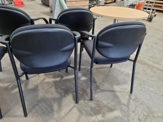 Round Office Table w/ 5x Padded Stackable Chairs