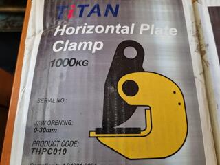 2x Titan Horizontal Plate Clamps, 1000kg Capacity