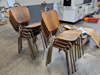 Antique Vintage Wood / Steel Stackable School Chairs