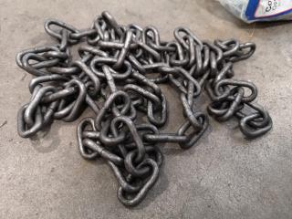 15x Assorted Types & Lengths of Steel Chain