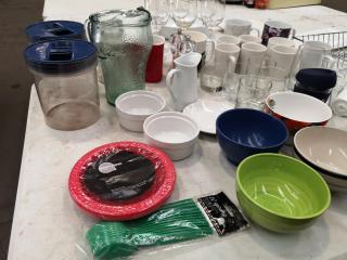 Assorted Kitchen Supplies, Utensils for Home or Cafe