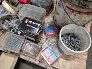 Pallet of Assorted Fastening Hardware, Cabling, Threaded Rod, & More