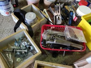 Lot of Assorted Hand tools, Screws, Nails, & other Hardware