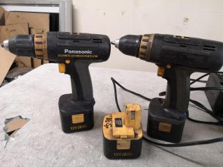 3x Panasonic 12V Cordless Drill Drivers w/ Batteries & Chargers