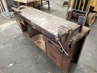 Large Plate Steel Workbench with Vice and Bender