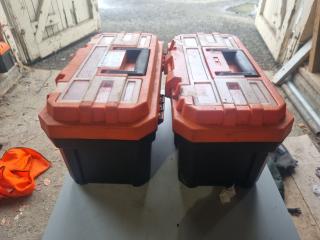 2 x Plastic Toolboxes of Chainsaw Supplies 