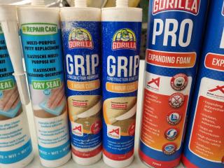 Assorted Tubes of Expanding Foam, Adhesives, Sealants