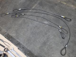 4x Assorted Steel Cable Lifting Assemblies, 1t & 2t Capacities 