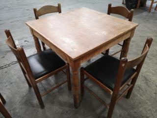 2x Worn Wooden Tables w/ 8x Chairs for Cafe or Home