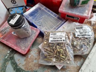 Large Lot Assorted Screws, Nails, Bolts, & Other Fastening Hardware