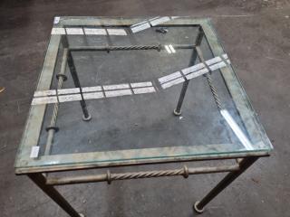 Vintage Glass Topped Brass Table