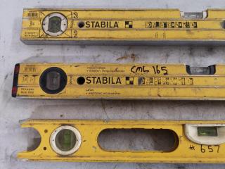 3x Assorted Stanley & Stabila Branded Levels
