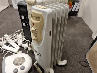 4x Assorted Space Heaters + 7x Power Boards