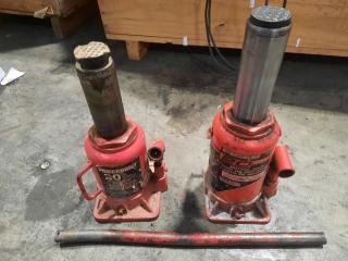 Pair of Powerbuilt 20 Ton Hydraulic Bottle Jacks