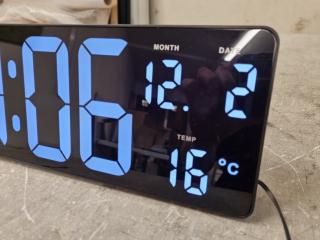 Large Digital Clock w/ Date & Temperature