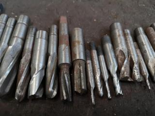 34x Assorted Milling Cutters, Drills, Bits