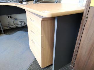 L-Shaped Corner Workstation Desk w/ Drawer & Side Shelf Units